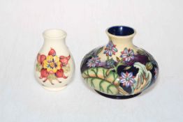 Two small Moorcroft Pottery vases, 10.5cm.