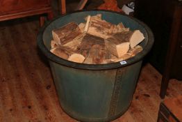 Large metal log bucket, 72cm deep by 56cm high.
