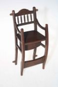 Antique miniature child's high chair, stamped ROYAL LETTER'S Patent No. 3938, 27cm high.