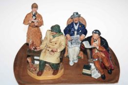 Four Royal Doulton figures, The Detective, Lunchtime, The Professor and Taking Things Easy.