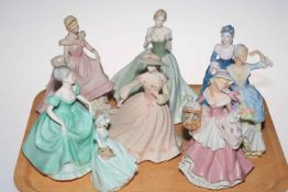 Collection of six Coalport and two Wedgwood figures.