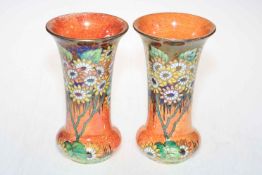 Pair Maling Daisy vases, 19.5cm.