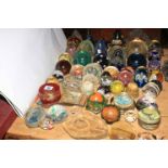 Collection of paperweights.