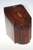19th Century inlaid mahogany knife box, 28cm.