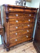 Victorian mahogany scotch chest of six long drawers, 153cm by 126cm by 57cm.