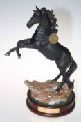 Beswick Cancara - The Black Horse, with plinth (1894-1994), 44cm.