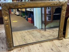 Victorian gilt framed overmantel mirror, 107cm by 152.5cm.