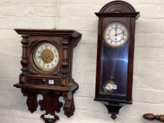 Two wall clocks and Royal Doulton crystal desk clock (3).