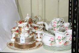 Royal Albert Old Country Roses teaware (34 pieces), and Rosina China Mottisfont Roses teaware,