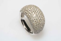 18 carat white gold and diamond bombé ring, diamond total 3.60 carat, size N.