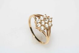 Sapphire ten stone 9 carat gold ring, size Q.