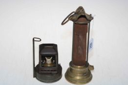 Vintage miners lamp and small lamp stamped BR on burner (2).