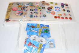 A good collection of vintage to modern pin badges including ABC Chewing Gum Ltd Batman c1960's,