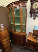 Edwardian inlaid mahogany four door corner display cabinet,