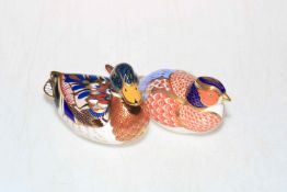 Two Royal Crown Derby paperweights, Duck and Pheasant.