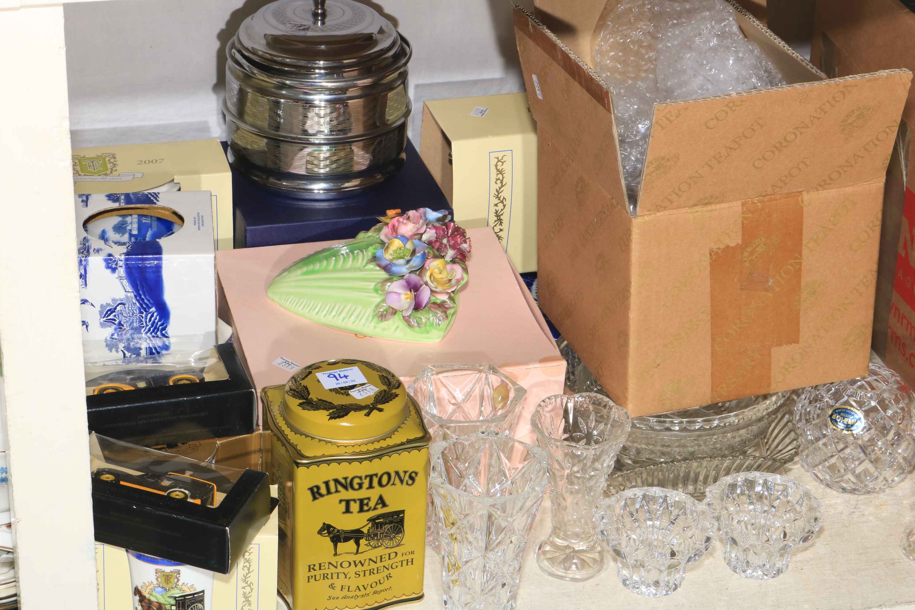 Ringtons china, motor car teapot, teawares, glassware, brass, etc. - Image 3 of 3