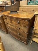 Victorian mahogany bow front chest of two short above three long drawers, 103cm by 104cm by 51cm.