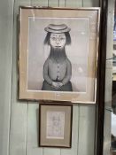 LS Lowry (1887-1976), Woman with a Beard, signed print, 60cm by 49cm, framed,