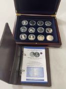 The Vice Admiral Lord Nelson silver proof coin collection comprising 12 in box with folder
