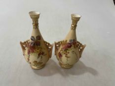 Pair of Royal Worcester blush ivory vases, 17cm.