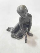 Bronze figure of young girl, 18cm.