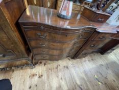 Mahogany serpentine front chest having brush slide above four long drawers on splayed legs,