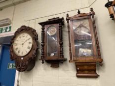 Victorian mahogany fusee wall clock,