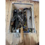 Box of joiners tools including brace, planes etc.