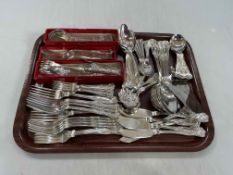Collection of silver plated Kings pattern cutlery.