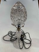 Cut glass table lamp with glass shade, 52cm high.