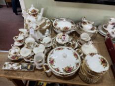 Royal Albert Old Country Roses including teapots, tureens, dinner plates, etc,