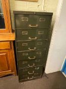 Vintage seven drawer filing cabinet, 131.5cm by 49cm by 63cm.