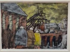 Tom McGuinness (1926-2006), Going to the Shaft, watercolour and media, signed lower right,