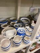 Blue and white Cornish pottery including Sadler.