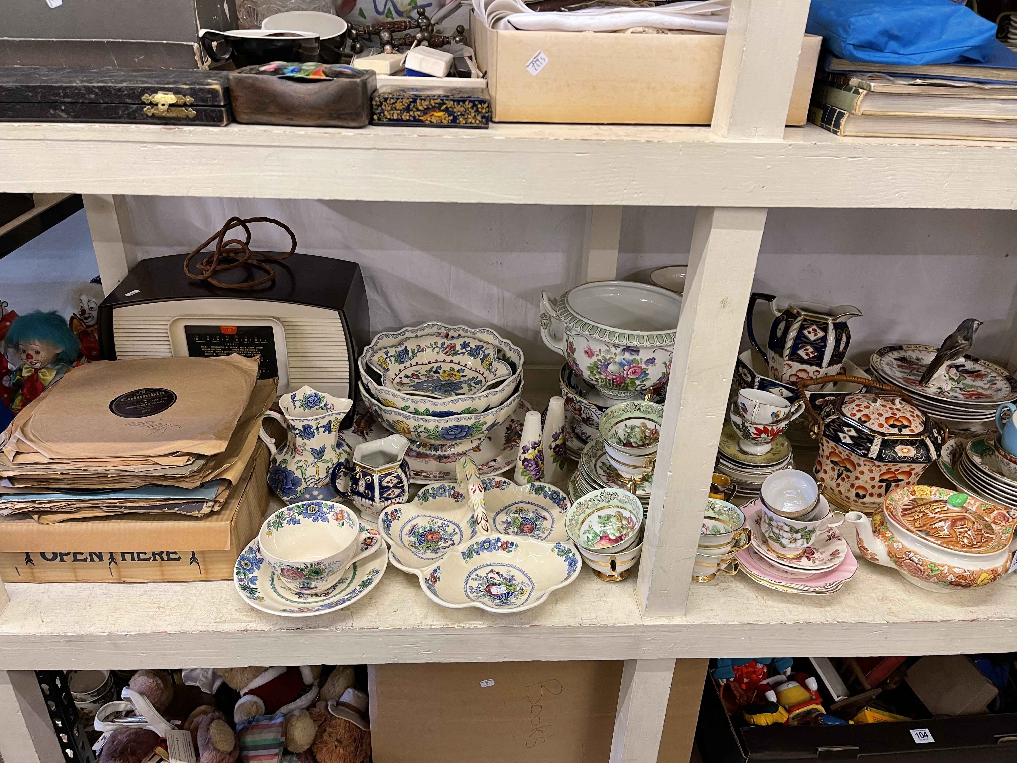 Collection of Victorian decorative pottery, metalwares, Wade, radio, records, etc. - Image 2 of 3