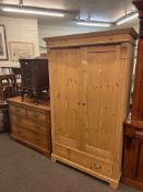Continental pine two door wardrobe and late Victorian dressing table.