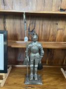 Cast metal knight companion set, 74cm high.