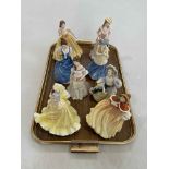 Collection of eight Royal Doulton ladies.