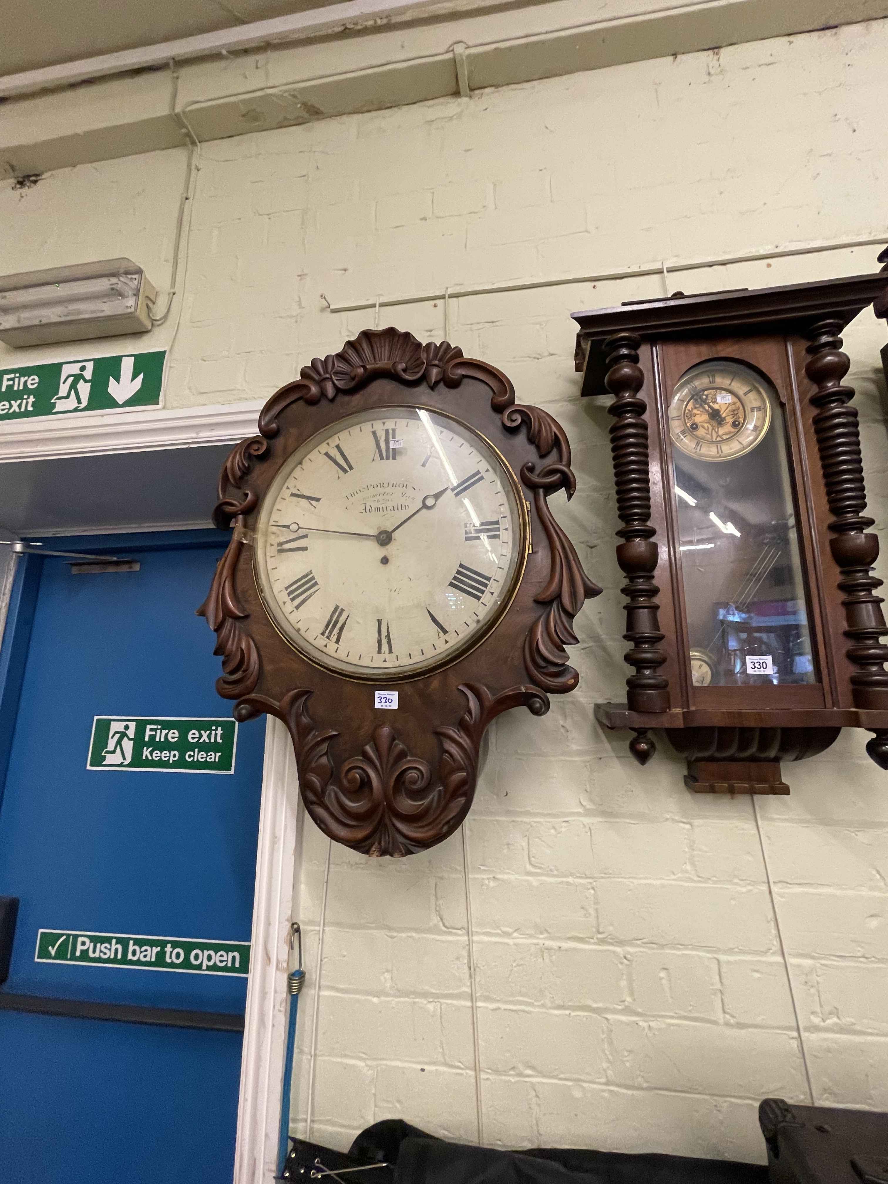 Victorian mahogany fusee wall clock, - Image 2 of 6