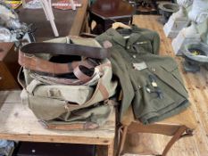 Royal Corps of Signals military jacket, belt, two vintage wristwatches, etc.