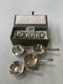 Set of six Victorian silver napkin rings, Birmingham 1896 and four Mappin and Webb EP ramekins.