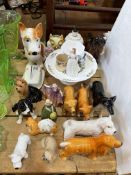 Sylvac and other dogs, Poole table lamp, figures, etc.