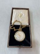 Garrard's 1970's gold plated presentation pocket watch with albert, boxed.