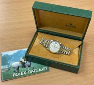 Rolex Oyster Perpetual Datejust gold and stainless steel gents watch, case 33mm across, dial 28mm,