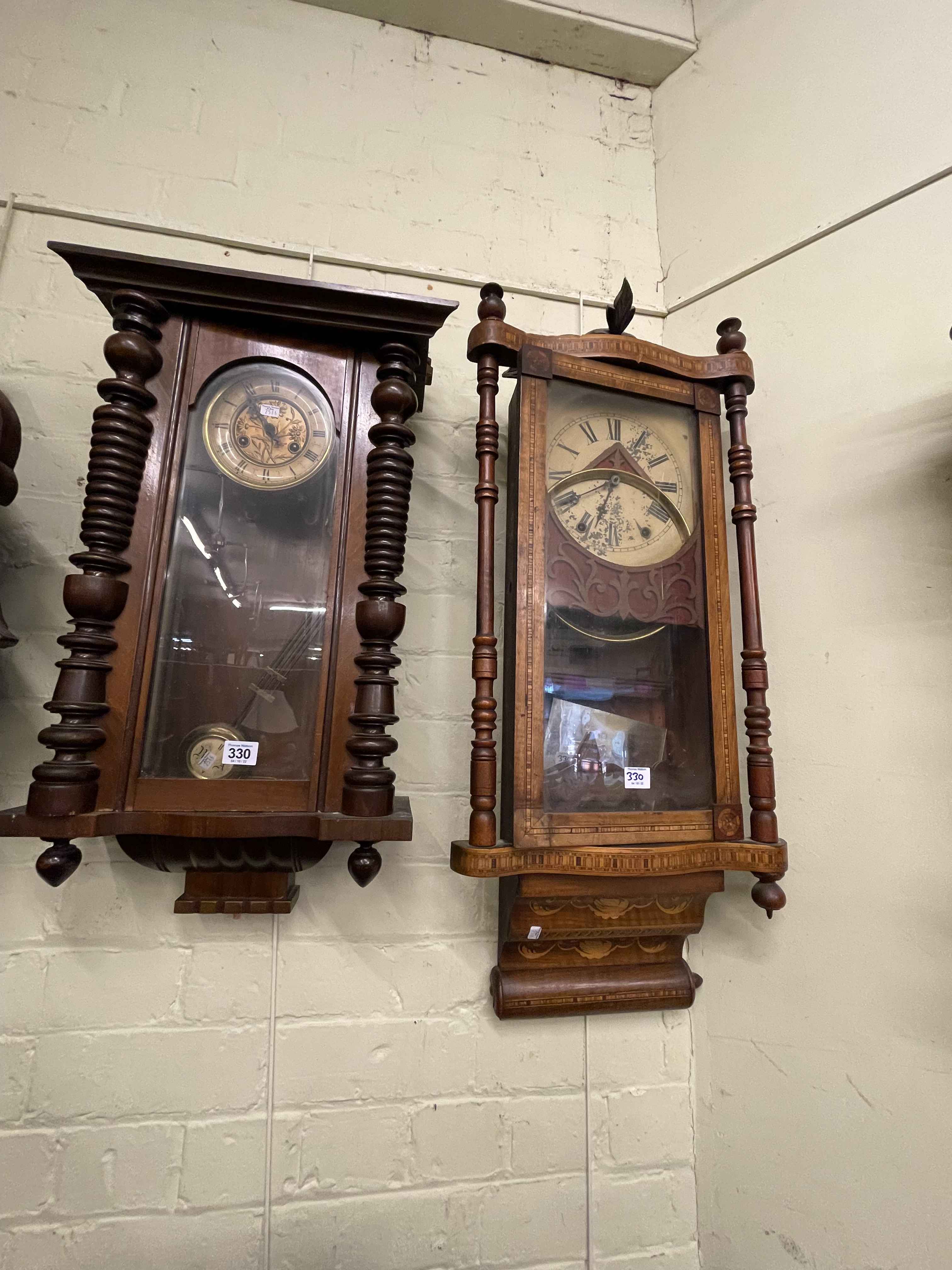 Victorian mahogany fusee wall clock, - Image 3 of 6