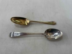 George III silver bright cut tablespoon by George Gray, London 1783,