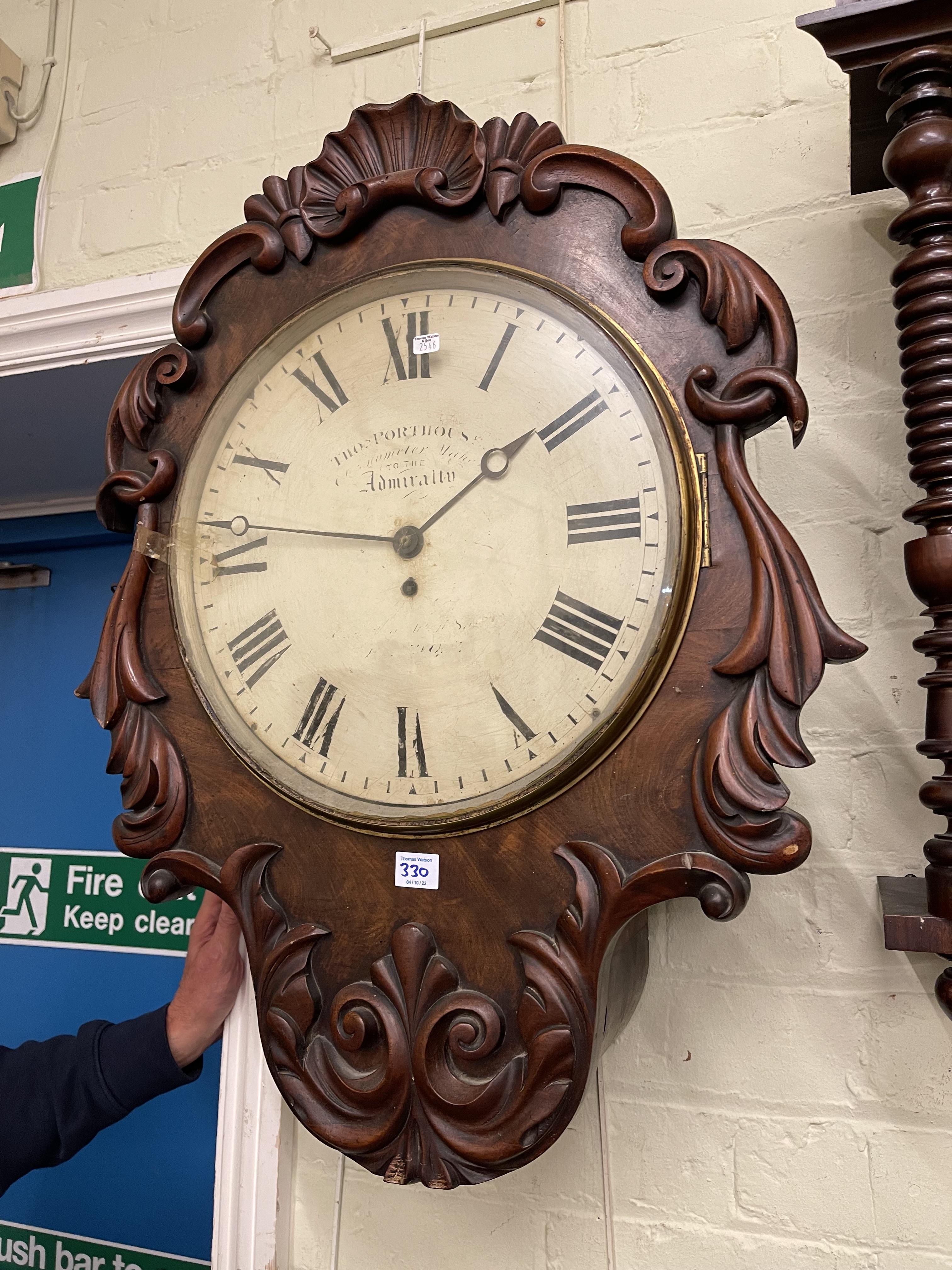 Victorian mahogany fusee wall clock, - Bild 4 aus 6