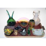 Collection of art glass including vases, dishes, paperweights, etc.