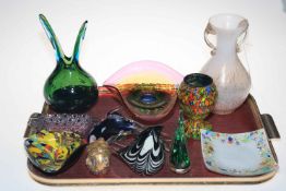 Collection of art glass including vases, dishes, paperweights, etc.