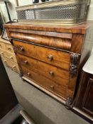 Victorian mahogany chest of four long drawers and pitch pine chest of two short above two long